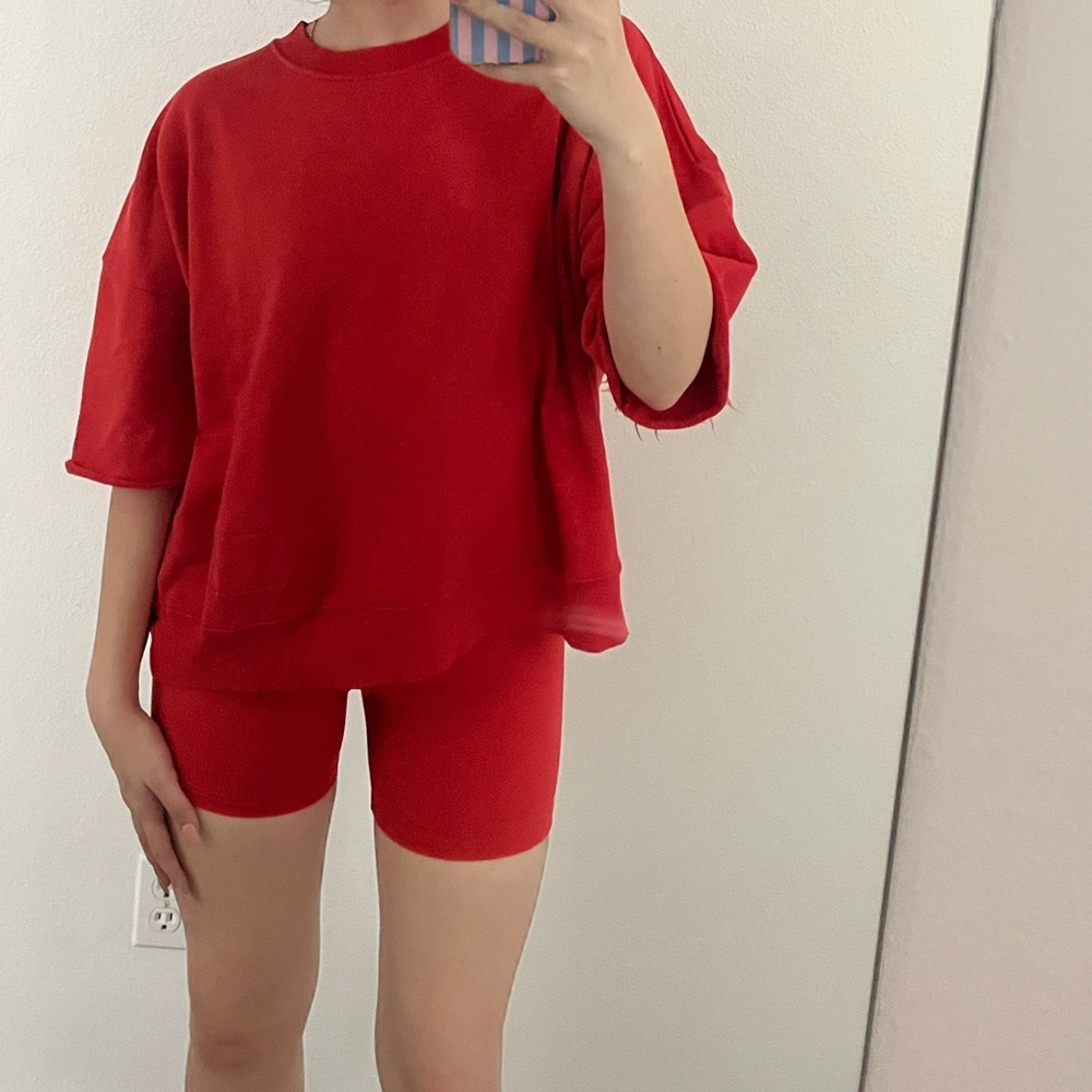 XS/S Daily Drills Heart Cropped Sleeve Crew